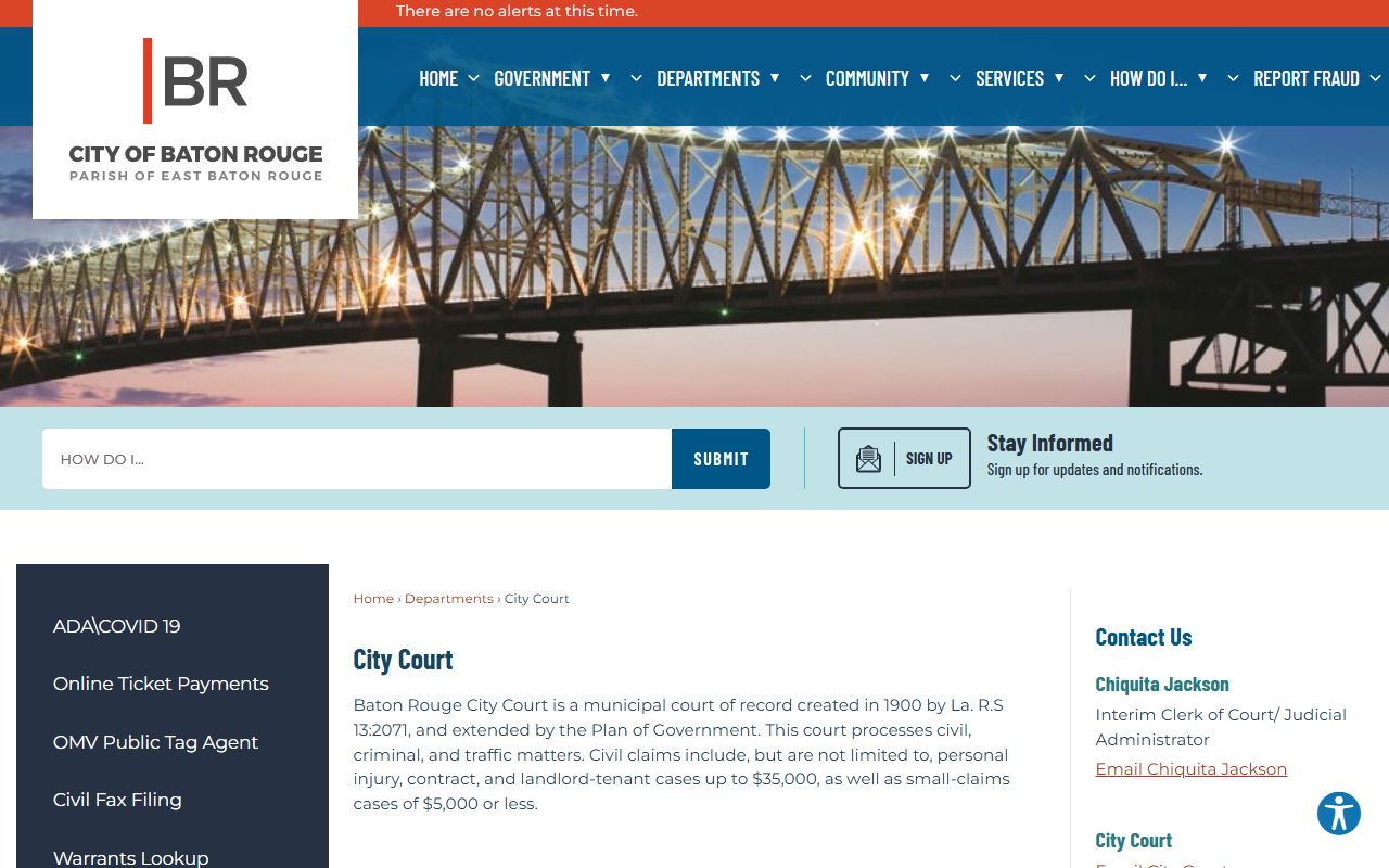 Baton Rouge City Court page for residents directory searches