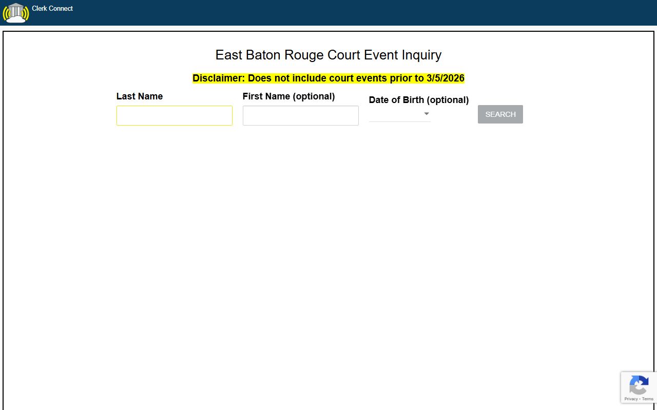 Baton Rouge residents directory court date search on ClerkConnect