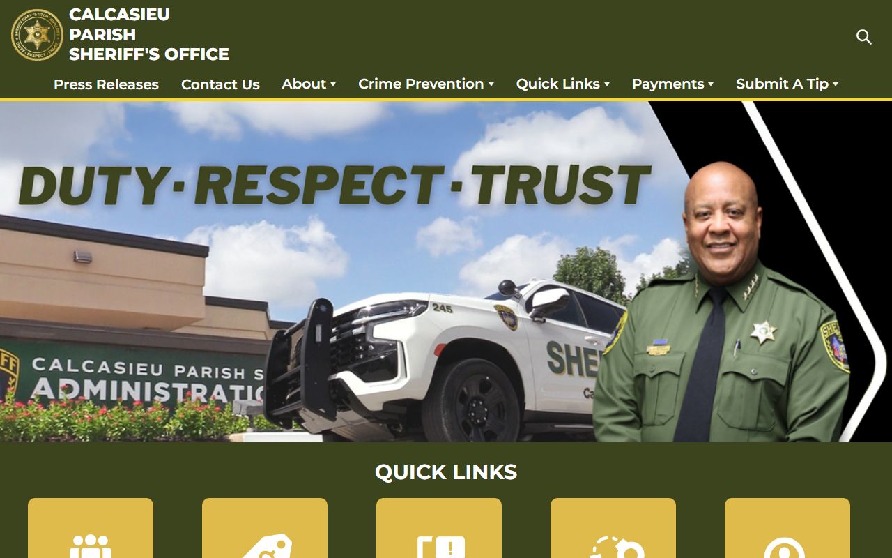 Calcasieu Parish Sheriff Office website for Lake Charles residents directory