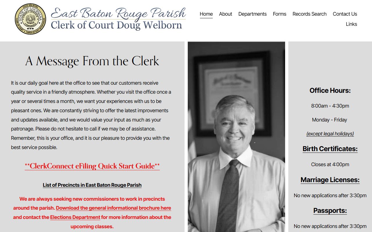 East Baton Rouge Parish Clerk of Court official website for residents directory searches