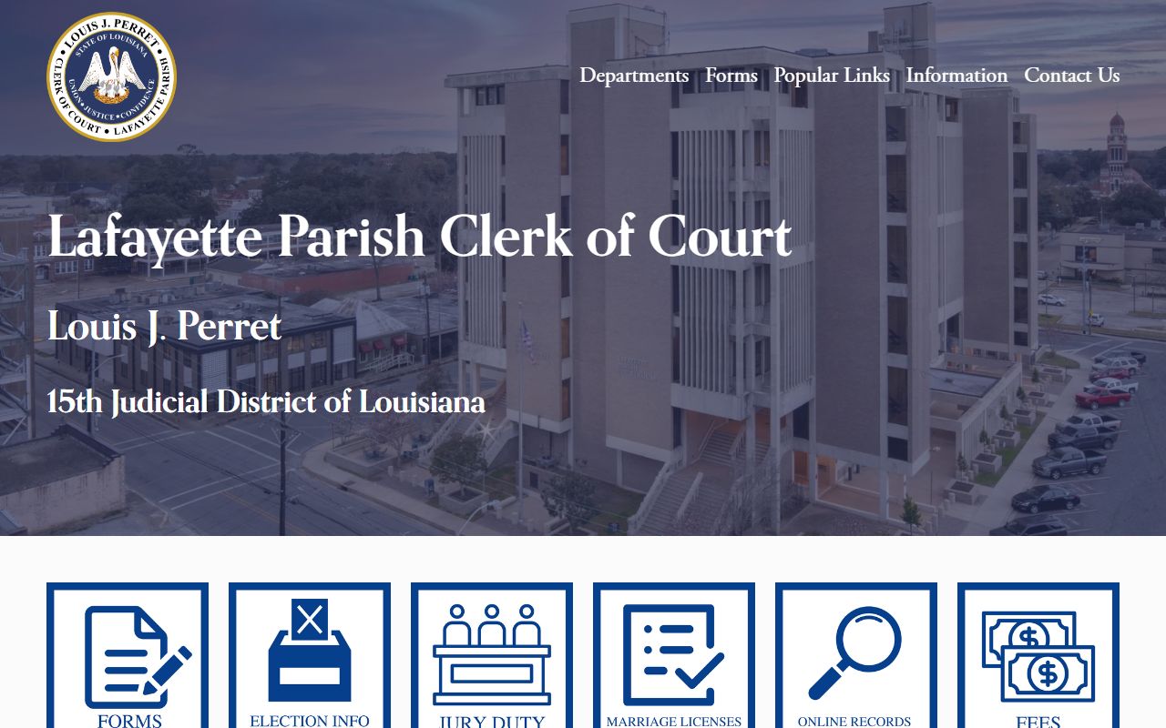 Lafayette Parish Clerk of Court website for residents directory records