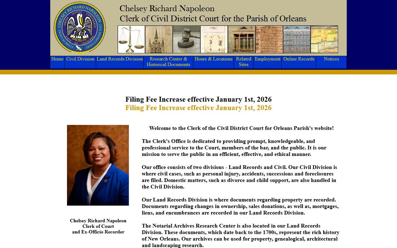 Orleans Parish Clerk of Civil District Court residents directory search